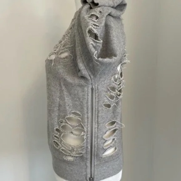 R13 grey sweatshirt distressed with zipper details - Picture 6 of 7